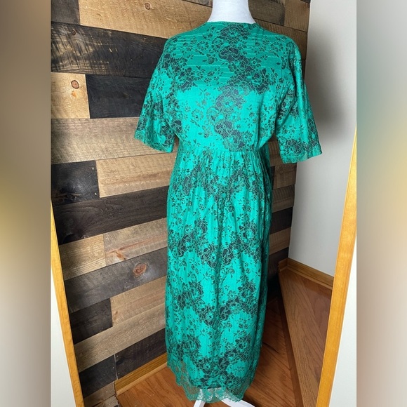 Rosanna Elegant Kelly Green Lace Dress Size 6 - Picture 1 of 11